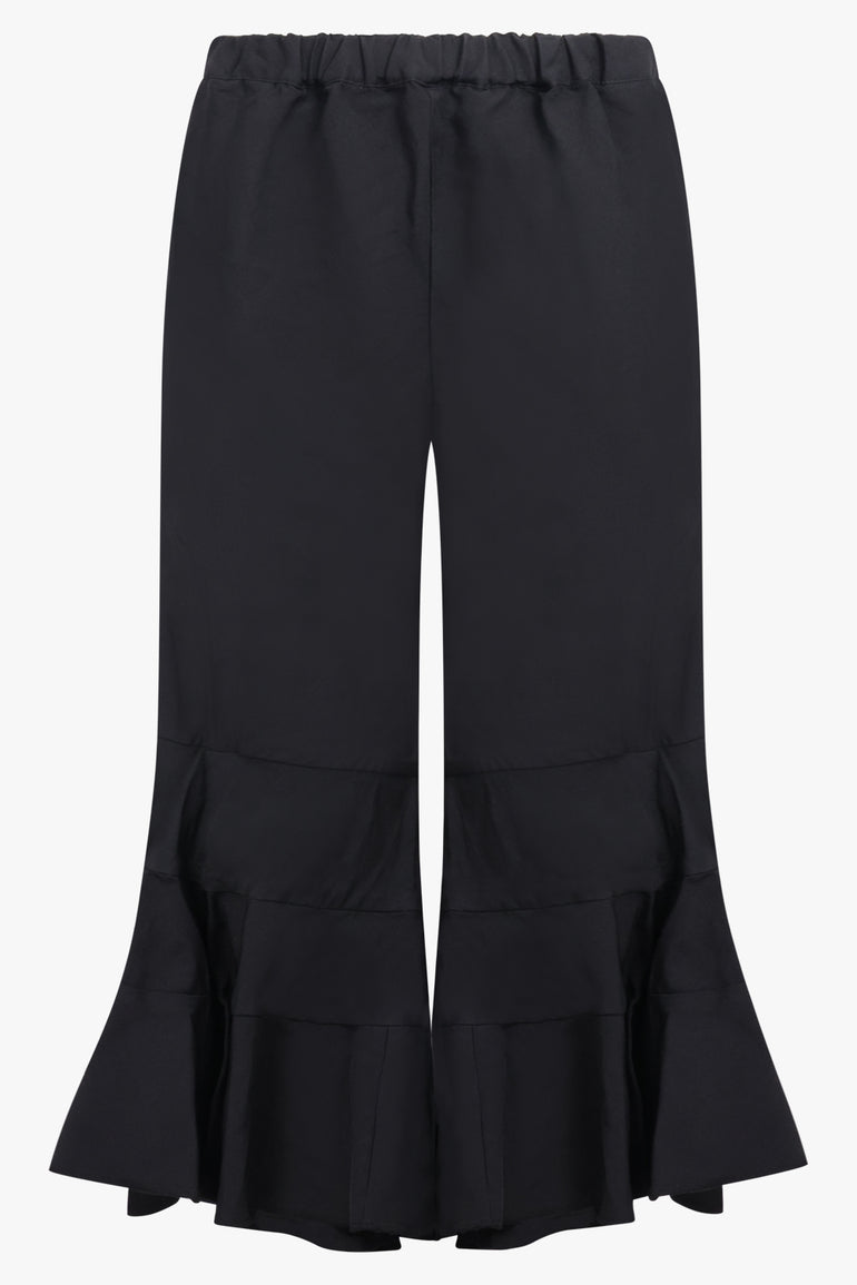 COMME DES GARCONS RTW Elastic Waist Tier Ruffle Hem Pant | Black