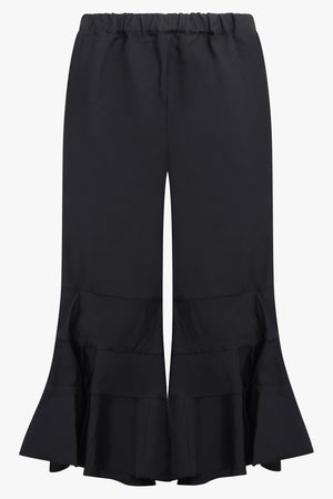 COMME DES GARCONS RTW Elastic Waist Tier Ruffle Hem Pant | Black