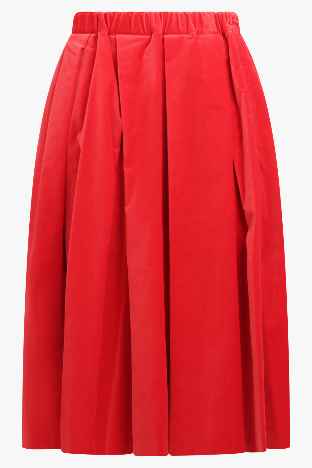 COMME DES GARCONS RTW Elastic Waist Velvet Pleat Midi Skirt | Red