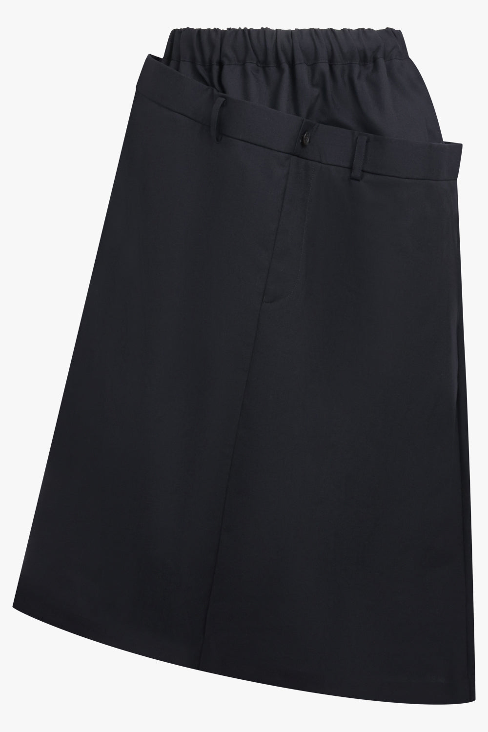 NOIR KEI NINOMIYA RTW Elastic Waist X Tailored Panel Overlay Midi Skirt | Black
