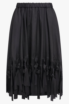 COMME DES GARCONS RTW Fringe Detail Taffeta Skirt | Black