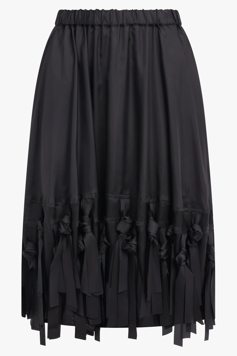 COMME DES GARCONS RTW Fringe Detail Taffeta Skirt | Black