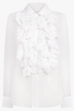 COMME DES GARCONS RTW Ruffle Front Shirt | Off White