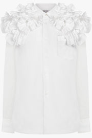 COMME DES GARCONS RTW Ruffle Wide Collar Shirt | White