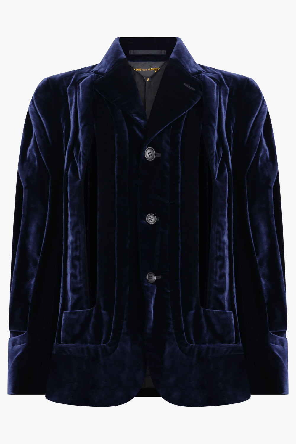 COMME DES GARCONS RTW Single Breast Velvet Cut Out Panel Jacket | Navy