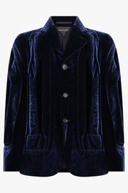 COMME DES GARCONS RTW Single Breast Velvet Cut Out Panel Jacket | Navy