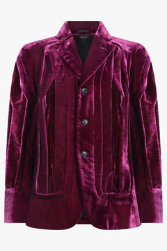 COMME DES GARCONS RTW Single Breast Velvet Cut Out Panel Jacket | Purple