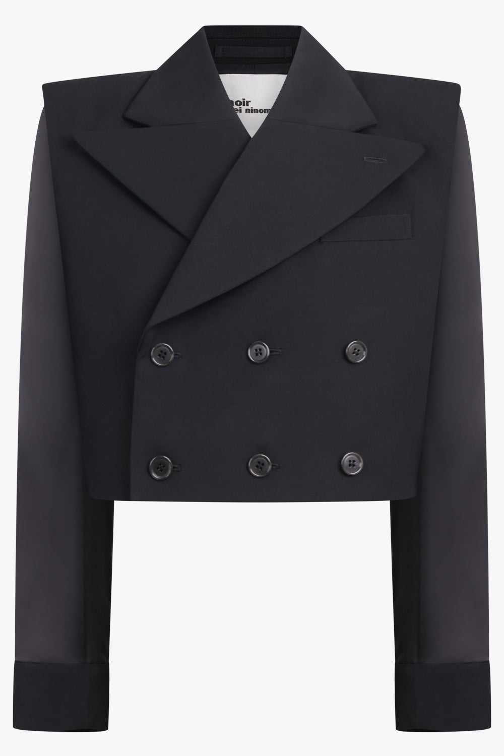 NOIR KEI NINOMIYA RTW Triple Breast Tuxedo Style Crop Jacket | Black
