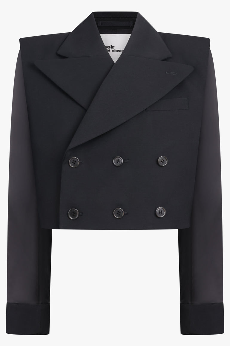 NOIR KEI NINOMIYA RTW Triple Breast Tuxedo Style Crop Jacket | Black