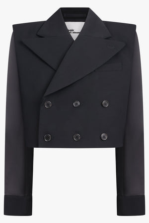 NOIR KEI NINOMIYA RTW Triple Breast Tuxedo Style Crop Jacket | Black