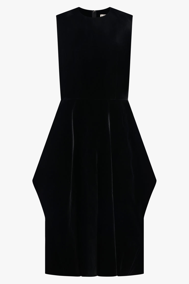 COMME DES GARCONS RTW Velvet Pinafore Jumpsuit With Balloon Leg | Black