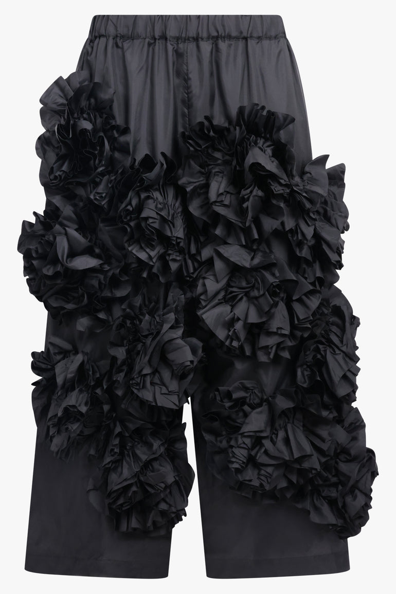 COMME DES GARCONS RTW Wide Leg Floral Embroid Pant | Black