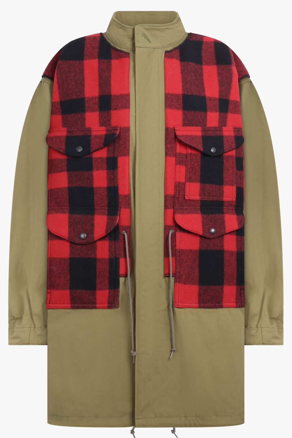 JUNYA WATANABE RTW X Filson Mackinaw Layered Canvas Check Parka | Khaki/Red/Black