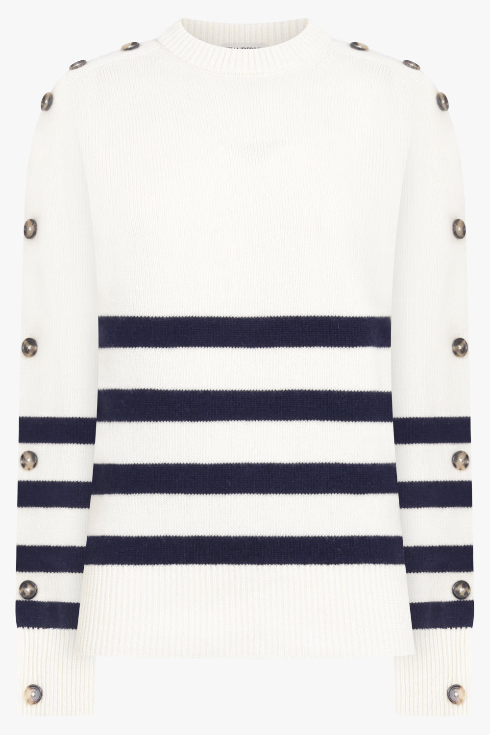 JW ANDERSON RTW Button Sleeve Stripe Knit | Ivory/Navy