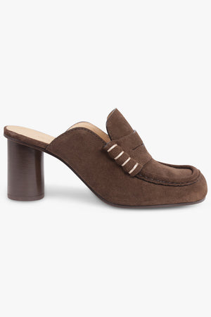 JW ANDERSON SHOES Loafer Mule 75mm Heel | Chocolate Brown