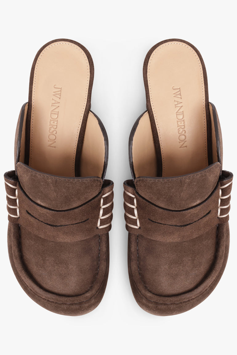 JW ANDERSON SHOES Loafer Mule 75mm Heel | Chocolate Brown