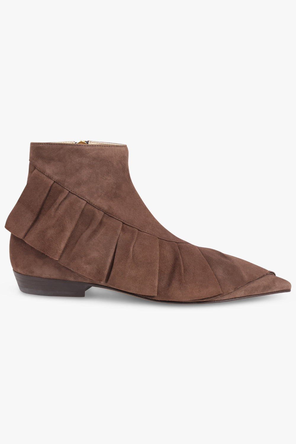 JW ANDERSON SHOES Ruffle Suede Boot | Brown