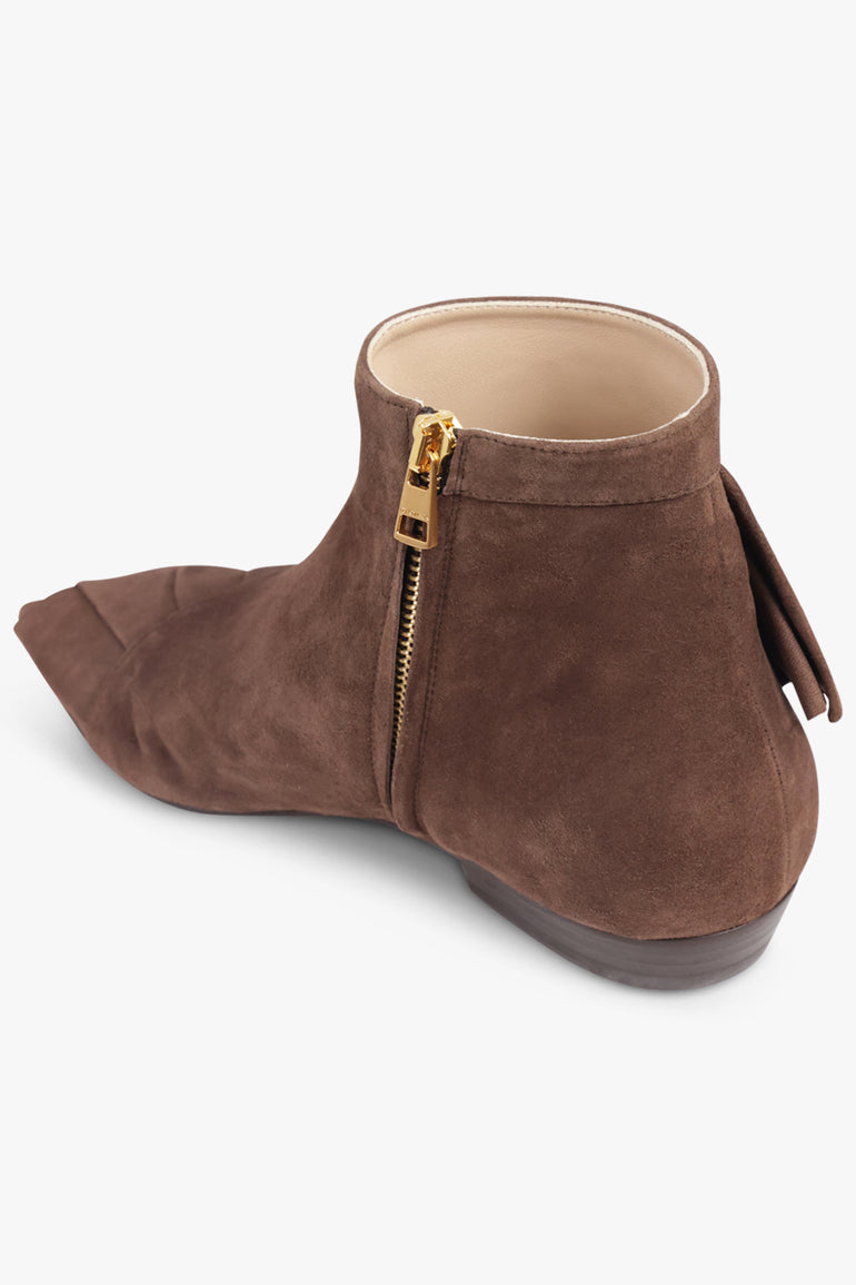 JW ANDERSON SHOES Ruffle Suede Boot | Brown