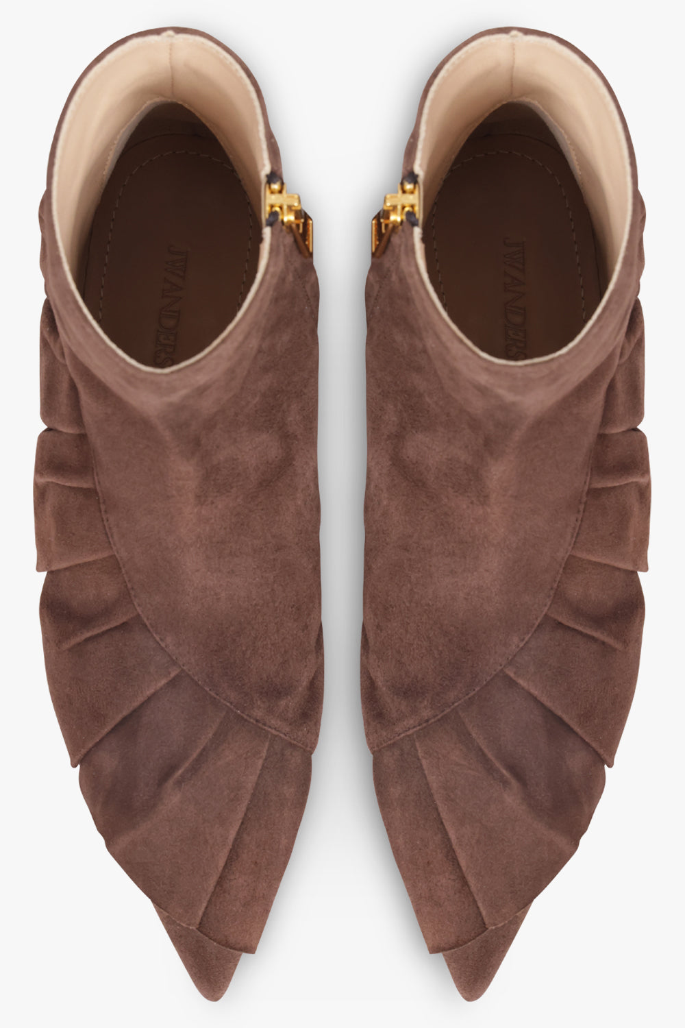 JW ANDERSON SHOES Ruffle Suede Boot | Brown