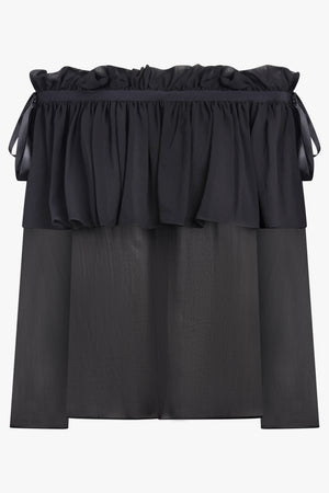 NINA RICCI RTW L/S Adjustable Neck Blouse | Black
