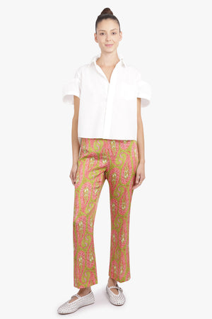 ETRO RTW Paisley Print Straight Leg Pant | Green/Pink