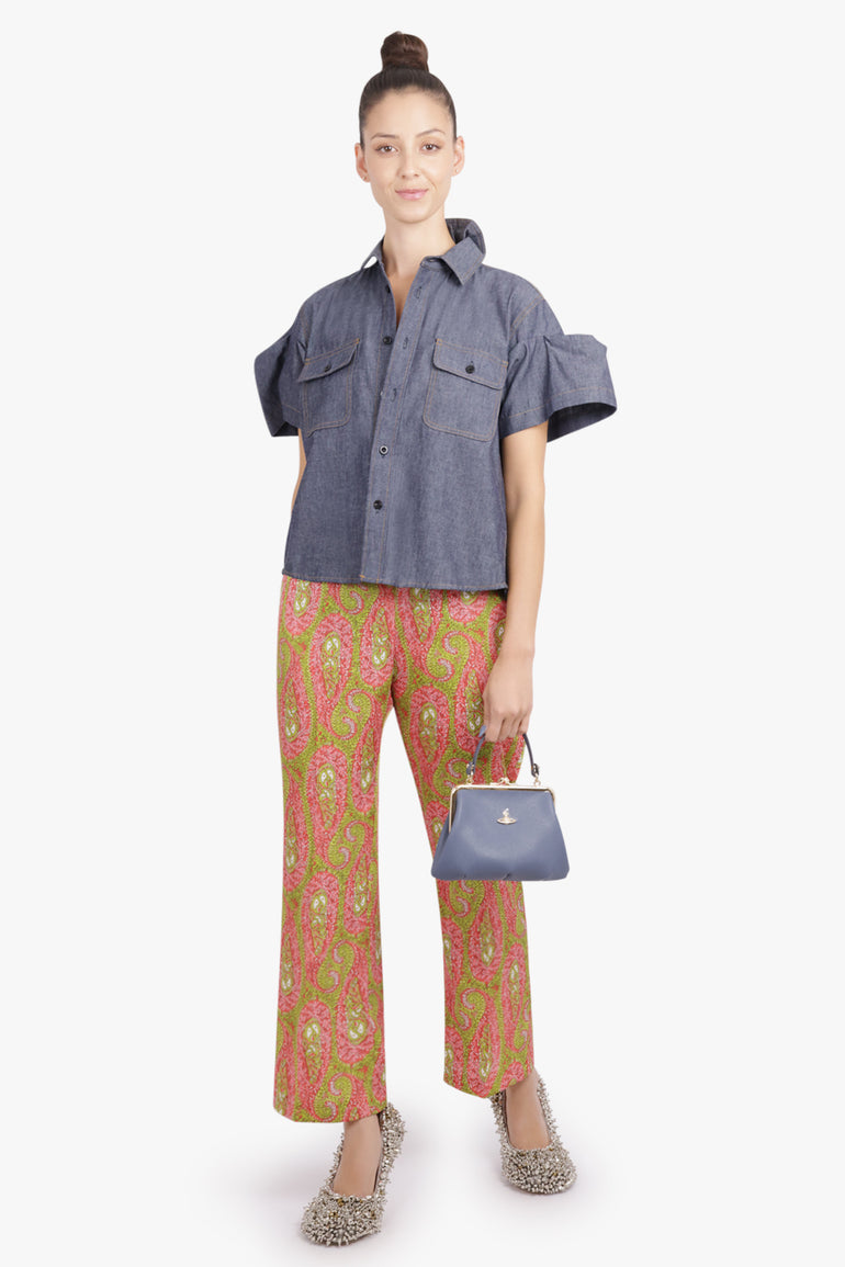 ETRO RTW Paisley Print Straight Leg Pant | Green/Pink
