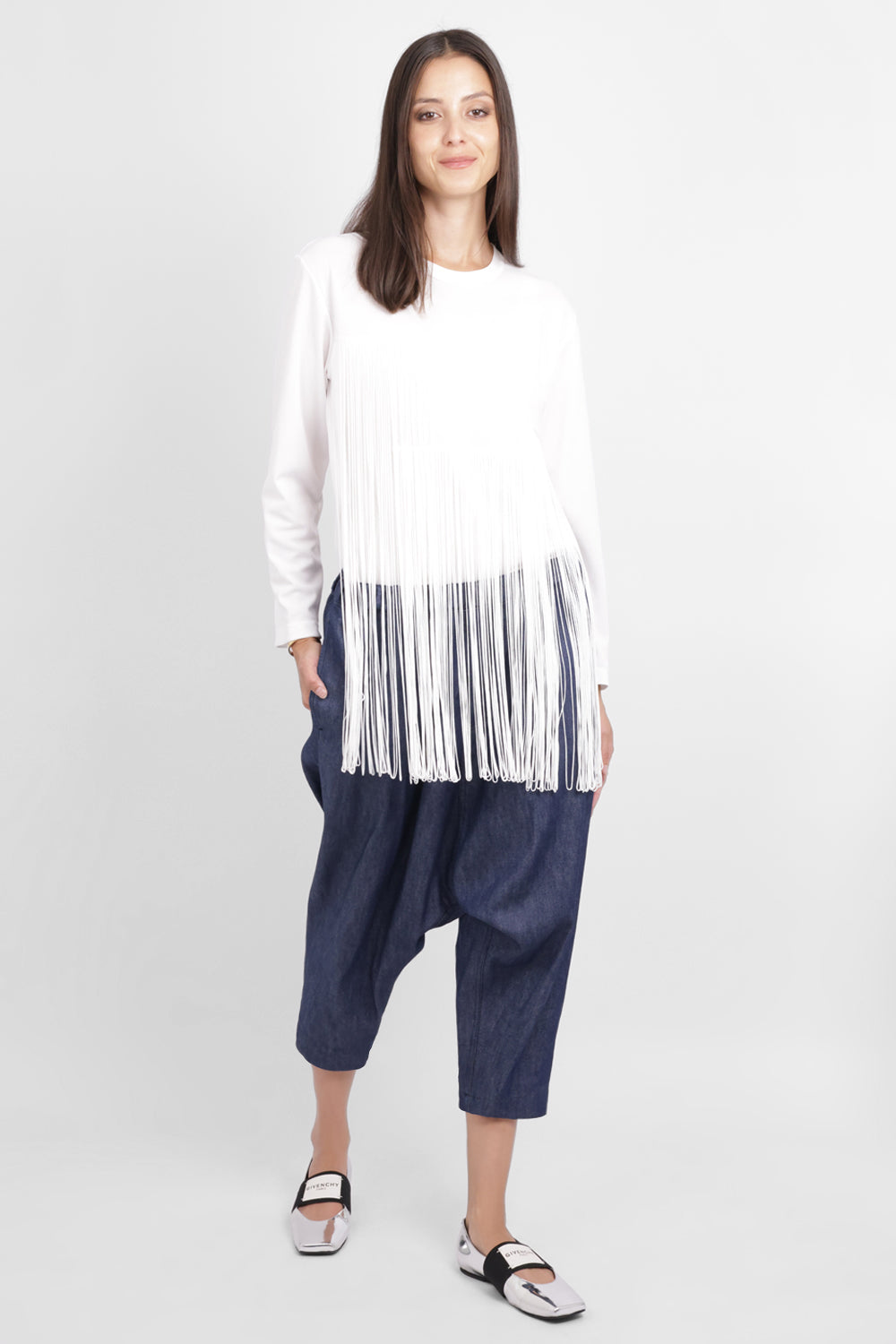 COMME DES GARCONS BLACK RTW Denim Crop Drawstring Pant | Blue