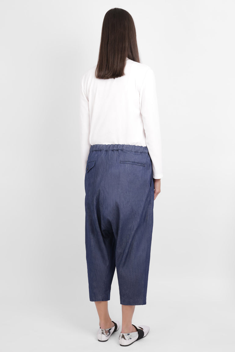 COMME DES GARCONS BLACK RTW Denim Crop Drawstring Pant | Blue