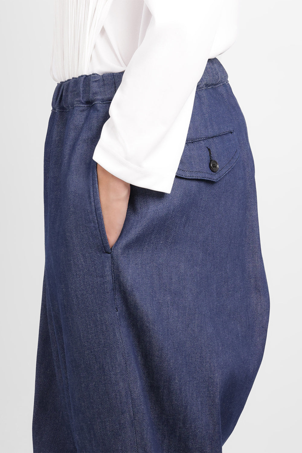 COMME DES GARCONS BLACK RTW Denim Crop Drawstring Pant | Blue