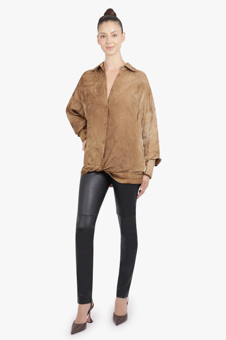 UMA WANG RTW L/S Tubby Floral Print Tie Neck | Mustard