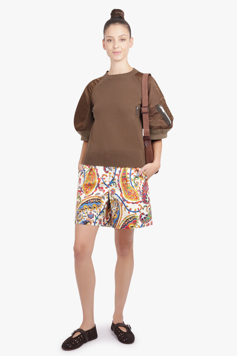 ETRO RTW Paisley Print Pleat Short | White/Multi