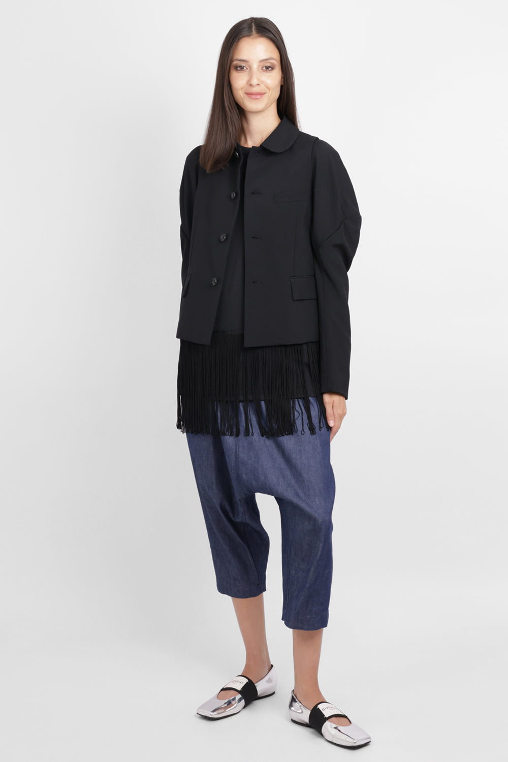 COMME DES GARCONS RTW Button Up Jacket With Drop Balloon Sleeve | Black
