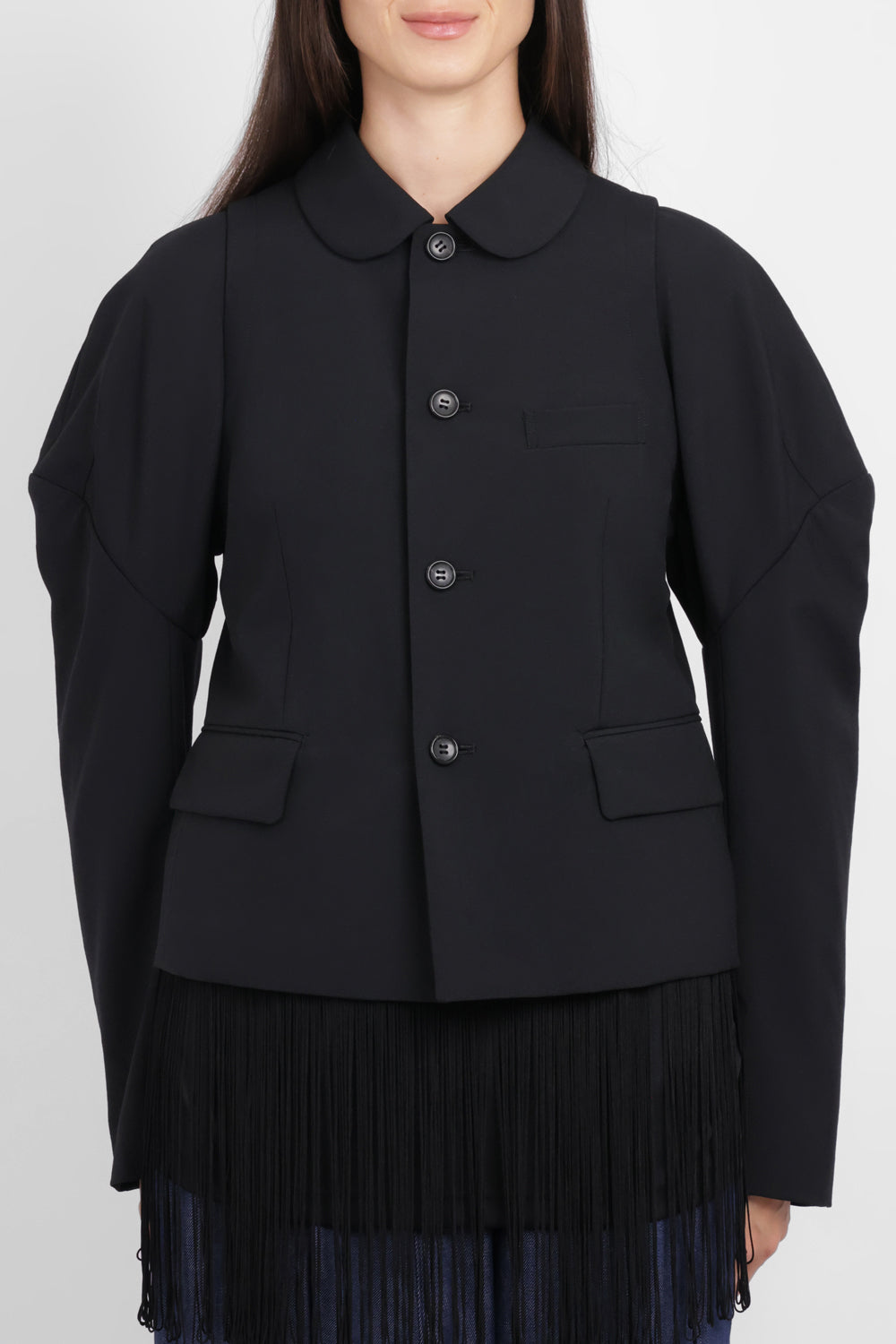 COMME DES GARCONS RTW Button Up Jacket With Drop Balloon Sleeve | Black