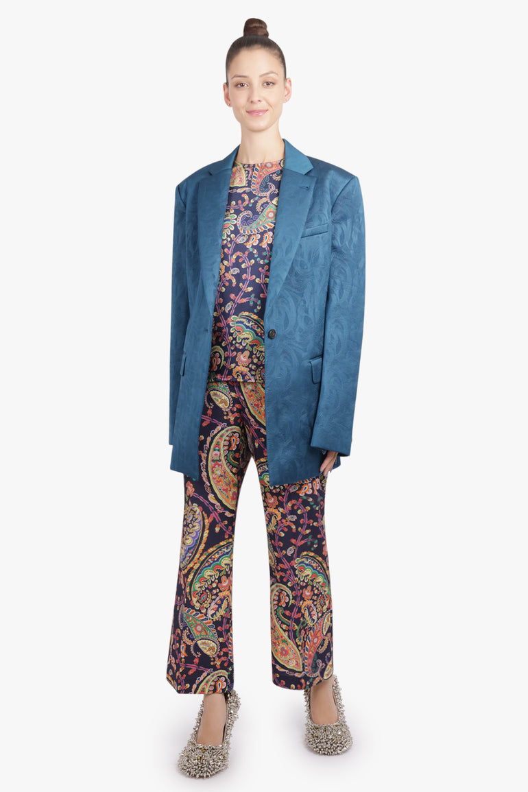 ETRO RTW Paisley Print Straight Leg Pant | Navy/Multi