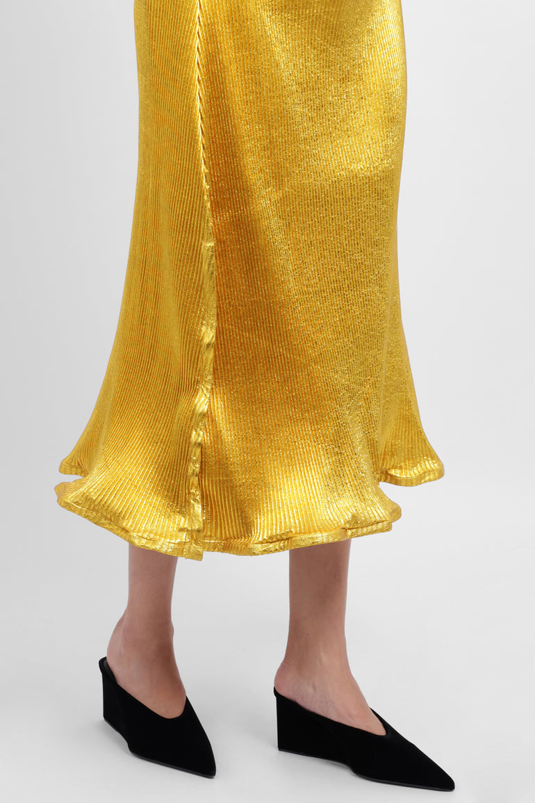 MELITTA BAUMEISTER RTW Zigzag Ripple Midi Skirt | Gold