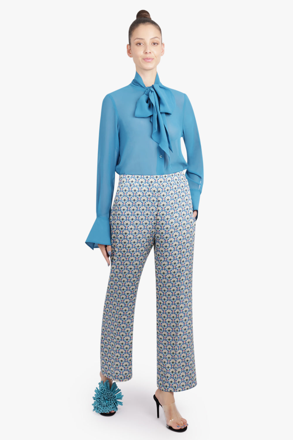 ETRO RTW Geometric Floral Straight Leg Pant | Blue/Multi