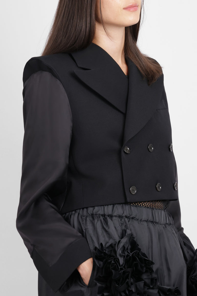 NOIR KEI NINOMIYA RTW Triple Breast Tuxedo Style Crop Jacket | Black