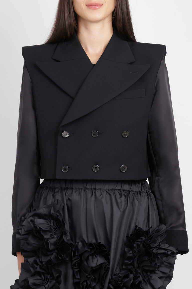 NOIR KEI NINOMIYA RTW Triple Breast Tuxedo Style Crop Jacket | Black