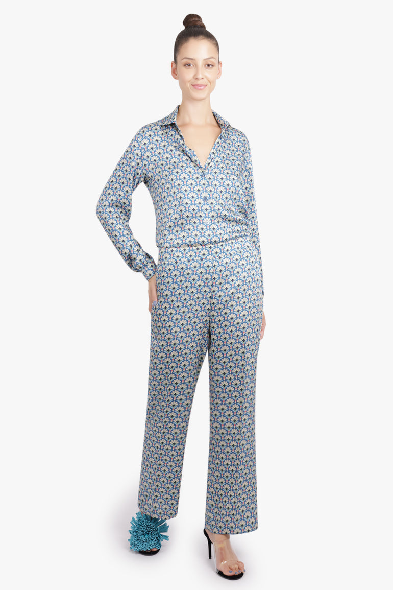 ETRO RTW L/S Geometric Floral Shirt | Blue/Multi