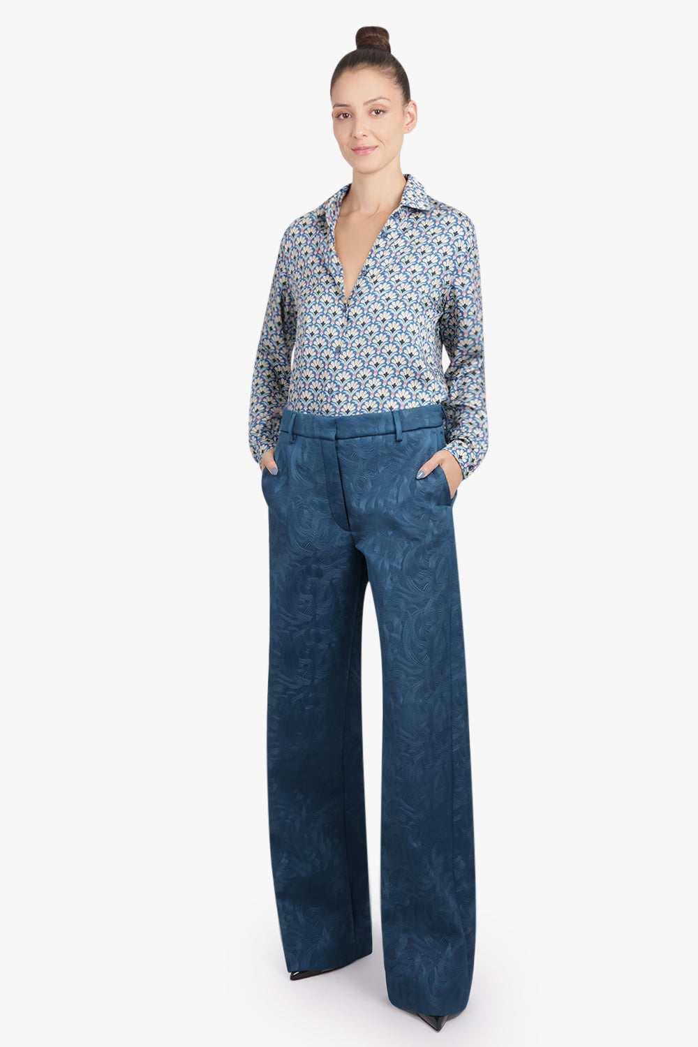 ETRO RTW L/S Geometric Floral Shirt | Blue/Multi