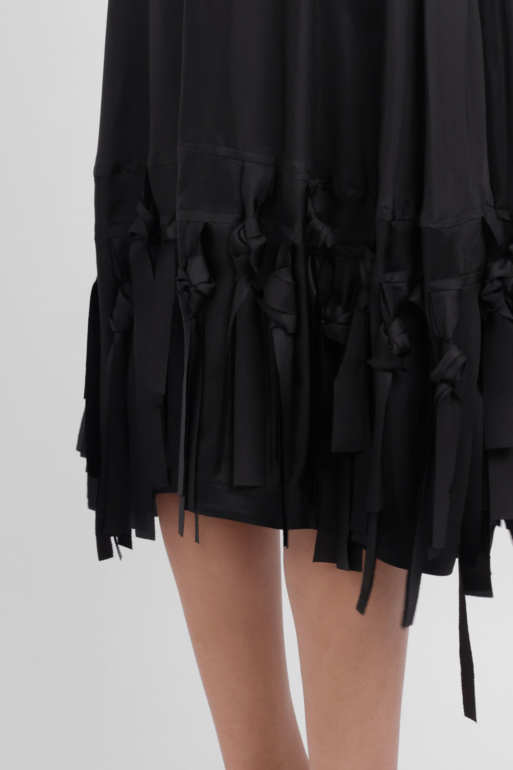 COMME DES GARCONS BLACK RTW Fringe Detail Taffeta Skirt | Black
