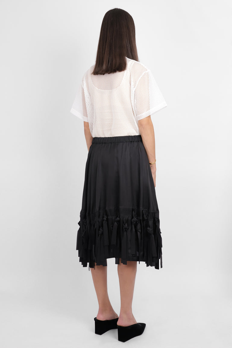 COMME DES GARCONS BLACK RTW Fringe Detail Taffeta Skirt | Black