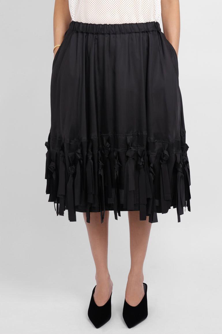 COMME DES GARCONS BLACK RTW Fringe Detail Taffeta Skirt | Black