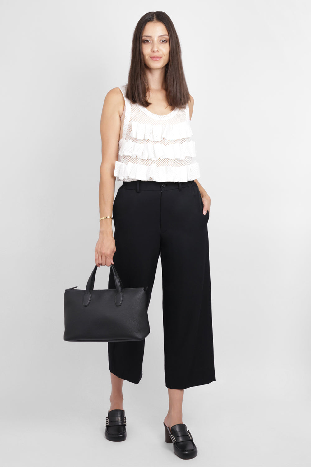 COMME DES GARCONS RTW Elastic Waist Straight Leg Crop Pant | Black