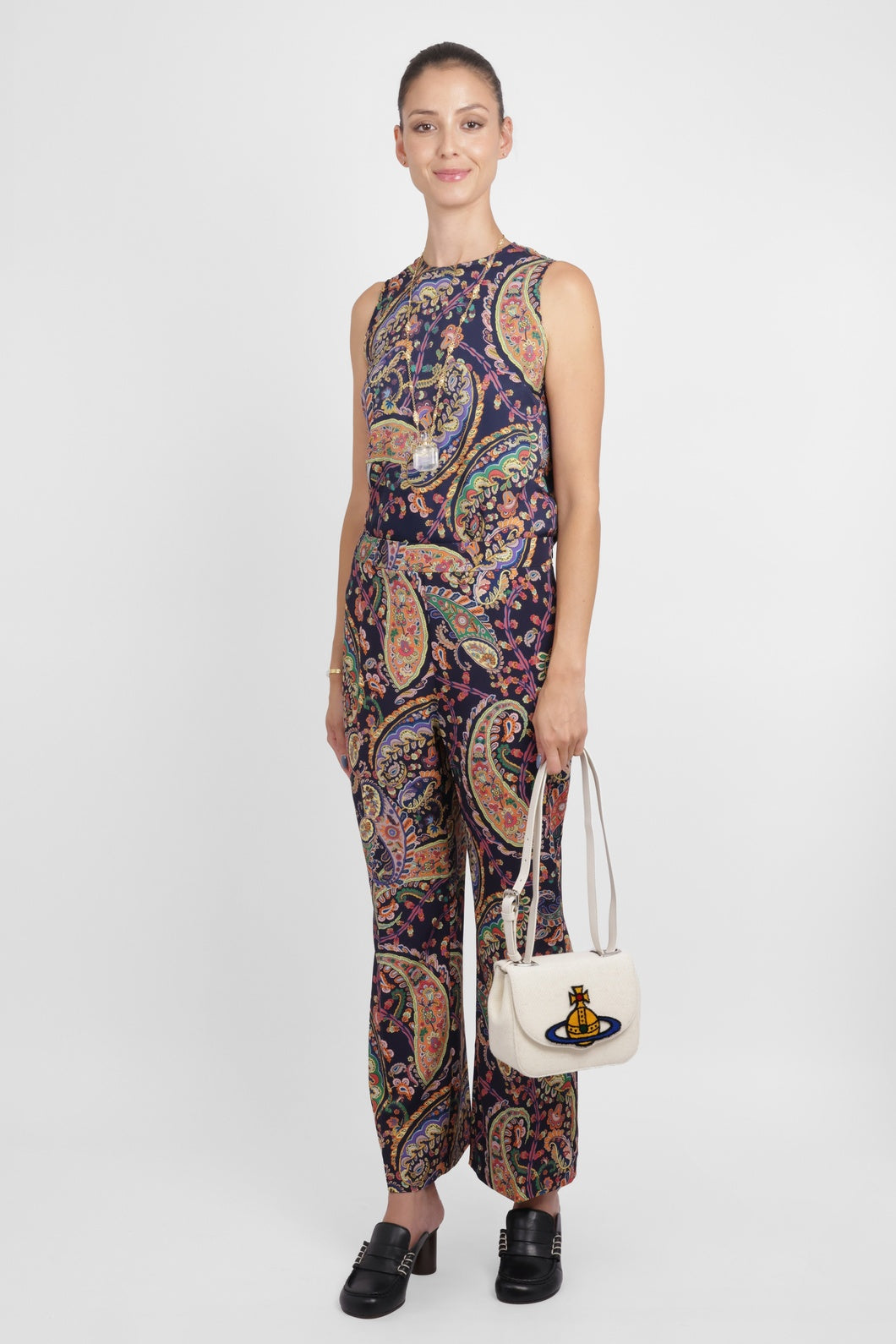 ETRO RTW Paisley Print Straight Leg Pant | Navy/Multi