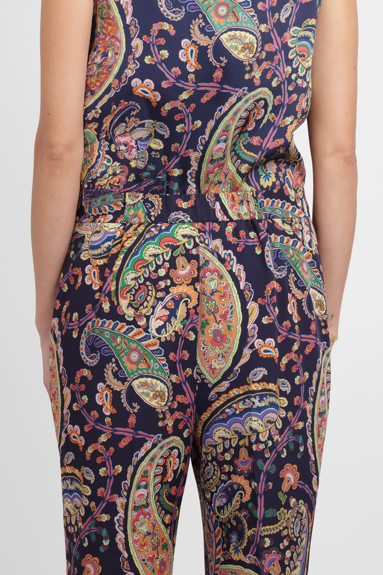 ETRO RTW Paisley Print Straight Leg Pant | Navy/Multi