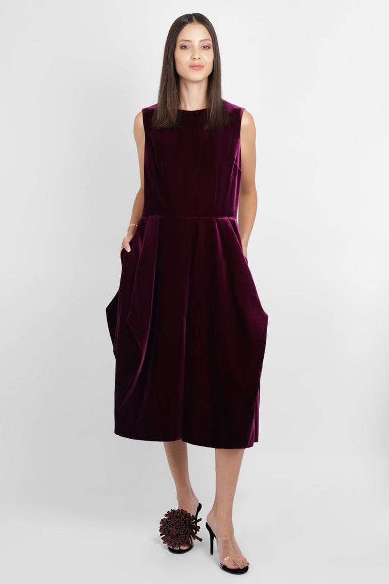 COMME DES GARCONS RTW Velvet Pinafore Jumpsuit With Balloon Leg | Purple