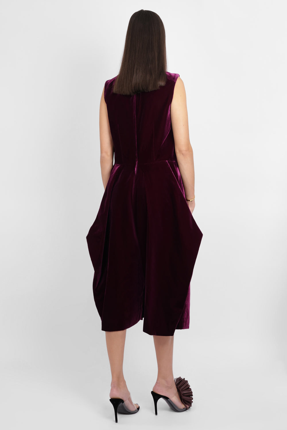 COMME DES GARCONS RTW Velvet Pinafore Jumpsuit With Balloon Leg | Purple