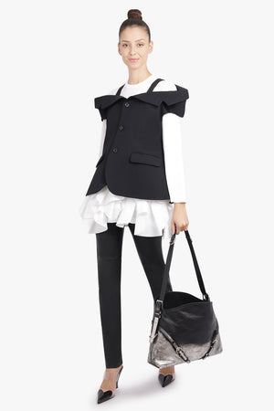 NOIR KEI NINOMIYA RTW Off Shoulder Tailored Peplum Vest | Black