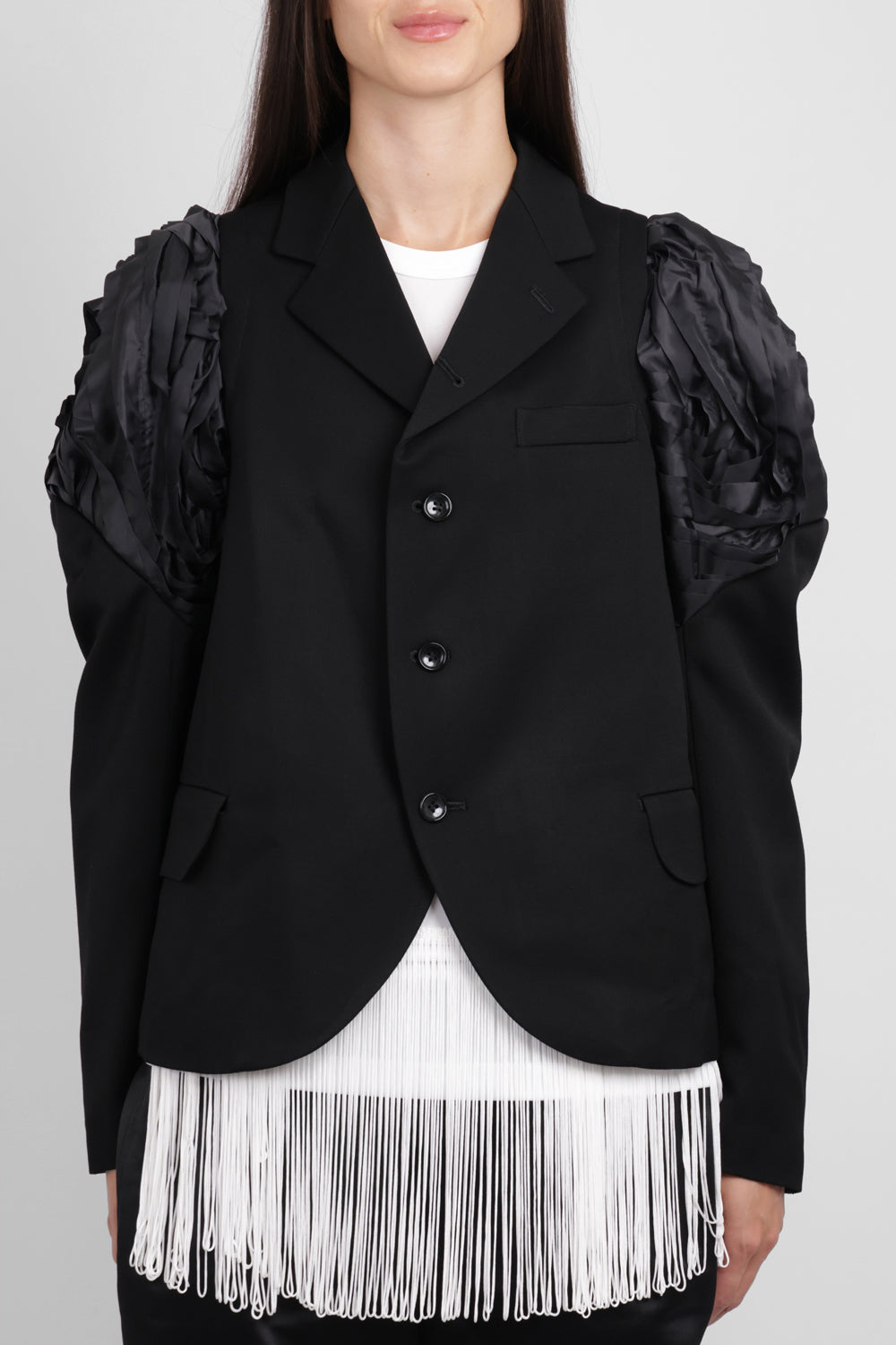 COMME DES GARCONS RTW Single Breast Jacket With Pleat Sculpt Sleeve | Black